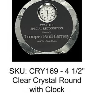 creative etching clock - clear crystal round with clock